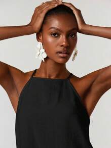 Athîral Top corto de halter de unicolor para mujer - Negro - Ver 5