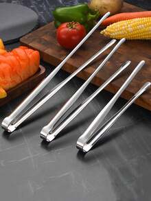 1pc Stainless Steel Chopsticks Clip, Korean Style 304 Stainless Steel Chopsticks Clip, Bar Long Sawtooth Ice Clip, Barbecue Clip, Ice Clip, Home Bbq Food Clip, Bread Clip, Grill Clip, Kitchen, Christmas Gift Back To School,School Supplies - Silver - View 4