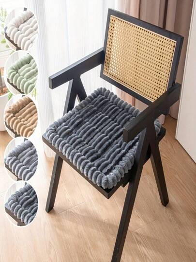 SHEIN 1 件加厚毛绒坐垫，带扇形边缘装饰的椅垫，家居装饰，适用于餐椅坐垫、电脑椅坐垫、办公椅坐垫、房间装饰、客厅装饰、座椅坐垫、返校学校用品