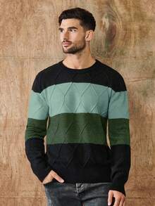 RueChic Farbblock-strickpullover Mit Rautenmuster Für Herren