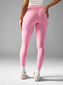 Missguided x Playboy Quần bó tập thể dục cạp cao định hình cơ thể Quần bó liền mạch siêu mềm Quần bó tập yoga thể thao thiết kế nâng mông có nếp gấp - Hồng - Xem 1