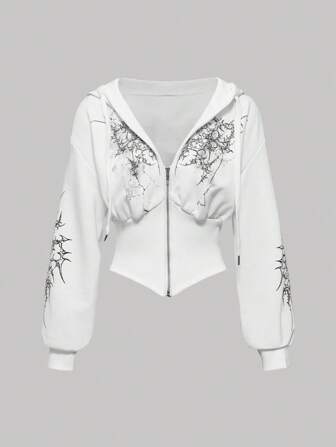 Grunge Punk Felpa con cappuccio con colletto in pelliccia a stampa leopardata in stile retrò Y2K per donna