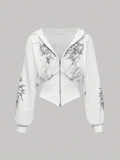 Grunge Punk sweat-shirt à capuche avec col en fourrure imprimé léopard rétro de la sous-culture Y2K pour femmes