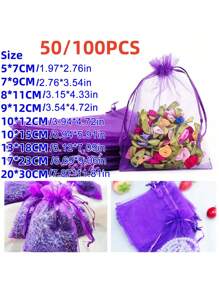 10/50/100PCS, Organza Gift Packaging Bags, Gold Organza Candy Bags, Christmas Colorful Multi-Color Gift Packaging Bags Table Supplies, Lavender Spice Packaging Bags, Christmas Home Supplies, Festival Wedding Party Favor Packaging Supplies - Multicolor - View 5
