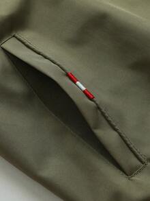 Manfinity Homme Giacca bomber da uomo con bordi a righe, vestibilità morbida (senza maglietta), autunno