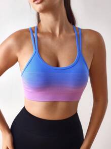 Menodora SHEIN Sport 渐变色交叉吊带运动文胸 - 寶藍色 - 查看 6