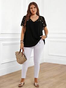 Miaspire 大码女式花卉印花系带荷叶边袖连衣裙 - 彩色 - 查看 5