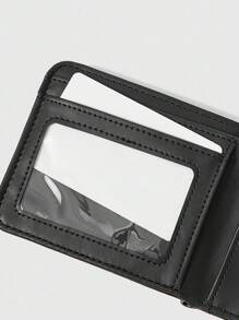 ROMWE Kawaii 1pc Gothic Thorn Vine & Bow Print Bifold Casual Short Wallet, Portable Zipper Coin Purse, Punk Style Pocket Purse, Unisex, Halloween - Black - View 2