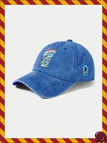 HARRY POTTER X SHEIN Cute Blue Baseball Cap With Letter & Cartoon Pattern - Royal Blue - View 2