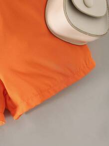 SHEIN Young Girl Asymmetrical Collar Tie Waist Romper