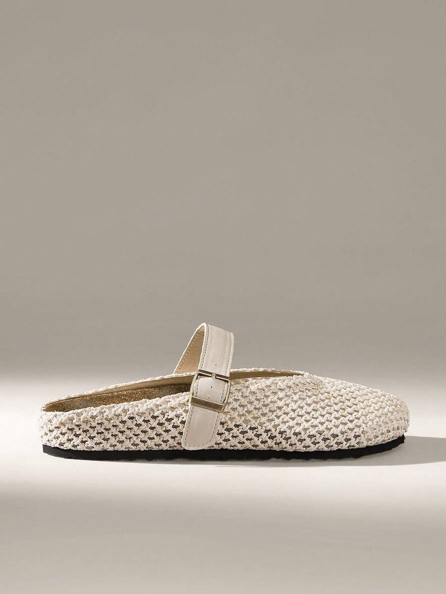 Solecia 男士厚底一脚蹬穆勒拖鞋，包头露跟凉鞋 - 杏色 - 查看 1