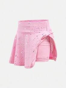 SHEIN 2 件套年轻女孩运动服套装 - 弹力星空印花裙，舒适休闲、瑜伽、返校 - 彩色 - 查看 3