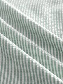 AXEPEAK Áo sơ mi nam cổ polo in chữ kẻ sọc tay ngắn - màu xanh lá - Xem 3