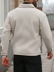 Manfinity Homme Men's Plus Size Casual Fall Button Front Dropped Shoulder Coat