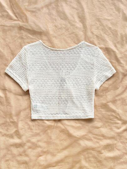 Soleia Tassel Tie Front Open Knit Top