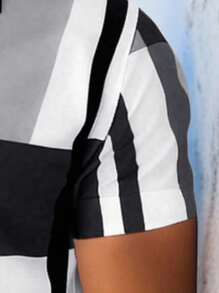 Manfinity Homme 男士成熟休闲数码印花短袖上衣和短裤套装男士休闲短袖衬衫男士条纹衬衫黑白男士衬衫男士时尚衬衫男士格子衬衫 - 灰色 - 查看 5