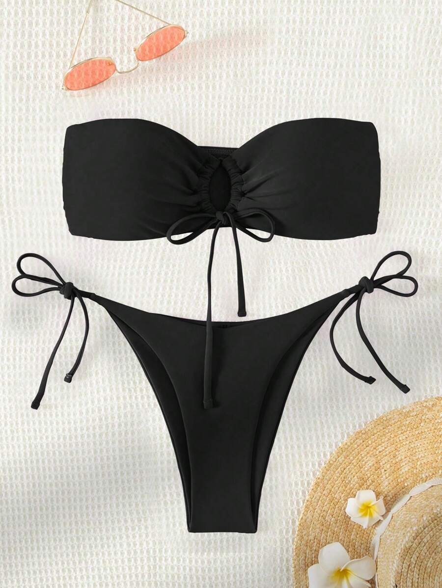 Swim Basics Bañador bikini bandeau con cordón lateral con cordón