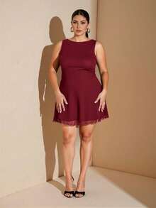 SHEIN BAE Plus Size Women's Sleeveless Mesh Dress, Spring/Summer