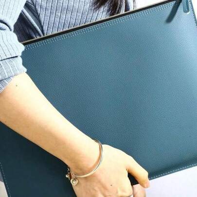 皮革商务 A4 文件夹拉链文件袋合同文件整理器公文包公文包，用于合同/发票存储、返校、学校用品