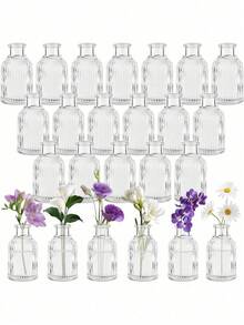 A Set Of 6/12 Glass Vases, Vintage Decorative Centerpiece, Vintage Bottle Tabletop Decoration, Used For Weddings, Receptions, Home Decor, Holiday Party Decoration - A color - View 1