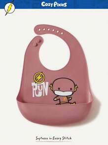 Cozy Pixies 可爱卡通字母图案婴儿硅胶围兜 - 乾枯玫瑰色 - 查看 5
