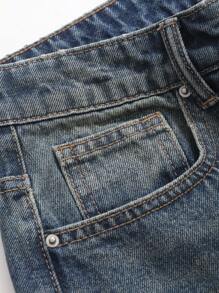 Dazy Star 實色牛仔短褲,帶有口袋 - 中等水洗藍 - 查看 7