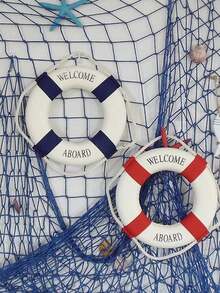 1件地中海风格装饰工艺品，泡沫材质，可壁挂，可作救生圈（红色、蓝色、多种尺寸可选），生日毕业最佳礼物。 - 白藍 - 查看 1