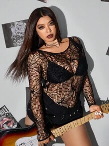 Whyspr 萬聖節休閒龐克大尺碼連身衣 女款秋季服飾 - 黑色 - 查看 5