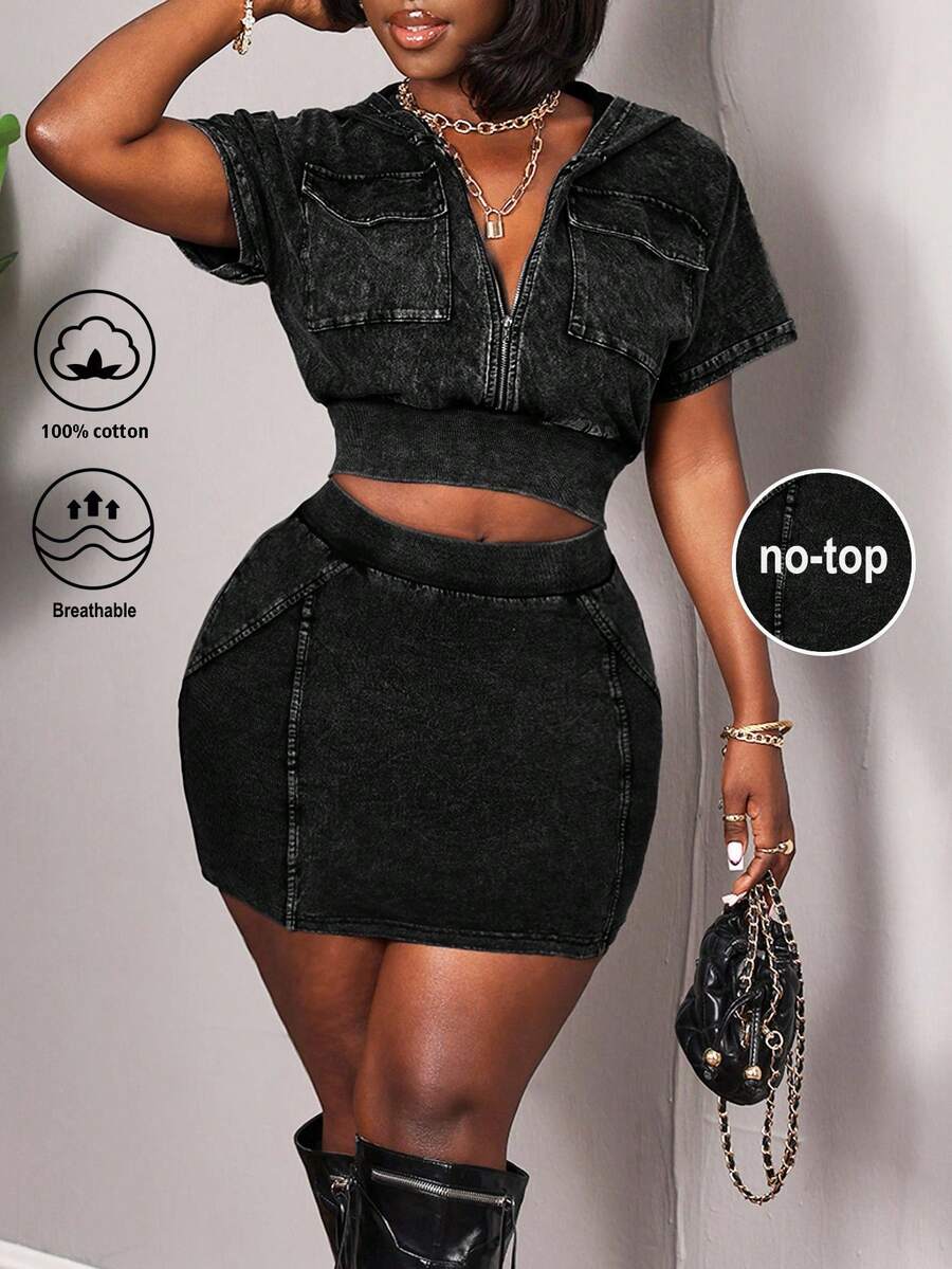 Slaydiva Women's Denim Pencil Skirt, Sexy Bodycon Stretch, Grey