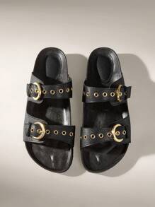 Solecia 男士厚底一脚蹬穆勒凉鞋 - 黑色 - 查看 6