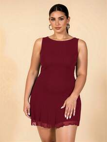 SHEIN BAE Plus Size Women's Sleeveless Mesh Dress, Spring/Summer