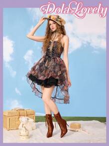 Dola Lovely Fashionable Women's Pointed Toe High Heel Boots, Sexy Pink Shaft Boots, Warm & Fluffy - Brown - View 2