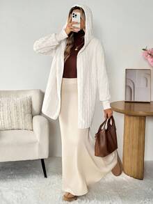 SHEIN LUNE Jaqueta de malha com capuz texturizada de cor sólida casual feminina, roupa básica para o dia a dia, outono/inverno, roupas de inverno para mulheres, tops para sair, roupas de outono para mulheres, roupas de outono para mulheres, top fofo, roupas de inverno, roupas casuais para mulheres, tops para sair, roupas brancas para mulheres, roupas de outono para mulheres, roupas de outono para mulheres, tops de outono, roupas femininas de outono, nova moda de outono, roupas de outono para mulheres, roupas de outono para mulheres