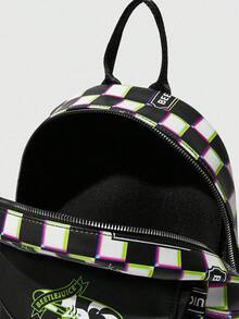 Beetlejuice | ROMWE 格纹字母朋克双肩包，通勤时尚百搭 - 彩色 - 查看 6