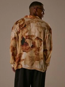 Musero 男士宽松长袖纽扣衬衫，正面口袋饰有品牌刺绣贴片 / 春夏款 - 彩色 - 查看 4