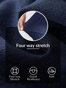 SHEIN EZwear Shorts vaqueros ajustados de verano para mujer con bolsillos inclinados elásticos y puños - Azul - Ver 8