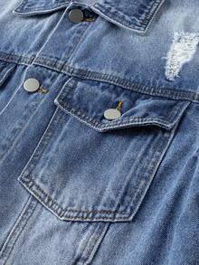 青少年男孩休闲复古破洞牛仔夹克