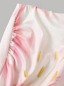 SHEIN 青少年女孩扎染花卉印花修身休闲舒适背心和迷你裙套装