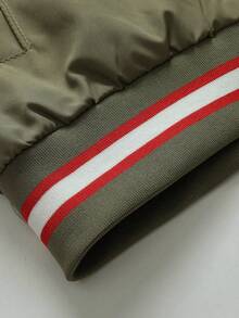 Manfinity Homme Giacca bomber da uomo con bordi a righe, vestibilità morbida (senza maglietta), autunno