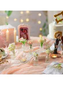 A Set Of 6/12 Glass Vases, Vintage Decorative Centerpiece, Vintage Bottle Tabletop Decoration, Used For Weddings, Receptions, Home Decor, Holiday Party Decoration - A color - View 4