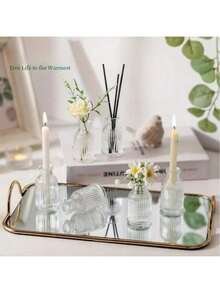 A Set Of 6/12 Glass Vases, Vintage Decorative Centerpiece, Vintage Bottle Tabletop Decoration, Used For Weddings, Receptions, Home Decor, Holiday Party Decoration - A color - View 6