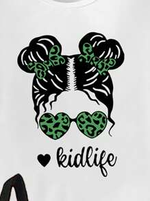 2pcs/Set Girls Casual Chic Leopard Print Sunglasses & Silhouette Pattern Short Sleeve T-Shirt And Leggings Set 2 Piece Girls Shirt Set Green Girls Green Outfit Set Kidlife Outfit Girls Tshirt And Leggings Set Green Leggings Girls Outfit Girl Green Outfit Set Girls Green Leggings Set - Multicolor - View 6