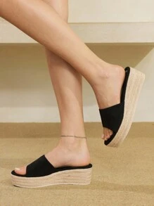 Styleloop Sandales compensées tressées à semelle épaisse pour femmes, tenue de vacances de style bohème, chaussures à semelle épaisse