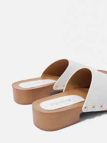 Styleloop 女士编织高跟凉鞋，波西米亚风格度假装 - 白色 - 查看 5