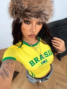 Coolane Women's Summer Streetwear Style Cool Basketball Jersey Design Letter Print White Top For Brazil