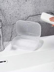 1pc Portable Travel Sealed Plastic Soap Box With Lid, Lock Buckle And Storage Container In Pink Home Bathroom Decor Fall Decor Back To School