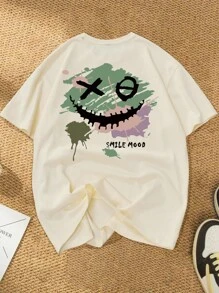 Manfinity EMRG 男士休闲印花短袖T恤，夏季 - 卡其色 - 查看 4