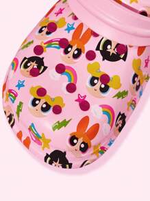 THE POWERPUFF GIRLS X SHEIN 可爱花朵、泡泡、毛茛图案粉色女童花园拖鞋，透气速干儿童水鞋，轻便耐用EVA材质，花朵、泡泡、毛茛图案，适合室内、浴室、游乐场、游泳池、海滩等场所穿着，Y2K - 粉色 - 查看 6