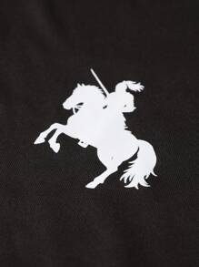 Manfinity Dauomo Camiseta tipo polo de manga corta con bloques de color, abotonadura y estampado de caballero para hombre de talla grande - Negro - Ver 7