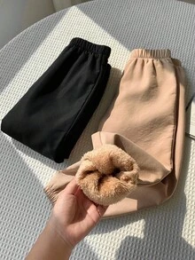 SHEIN 两件套男童休闲舒适多功能加厚保暖冬季裤装，黑色和卡其色秋季款 - 彩色 - 查看 8